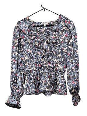 Sam Edelman Vermont Blouse Floral Paisley Ruffled Long Sleeve Size Large